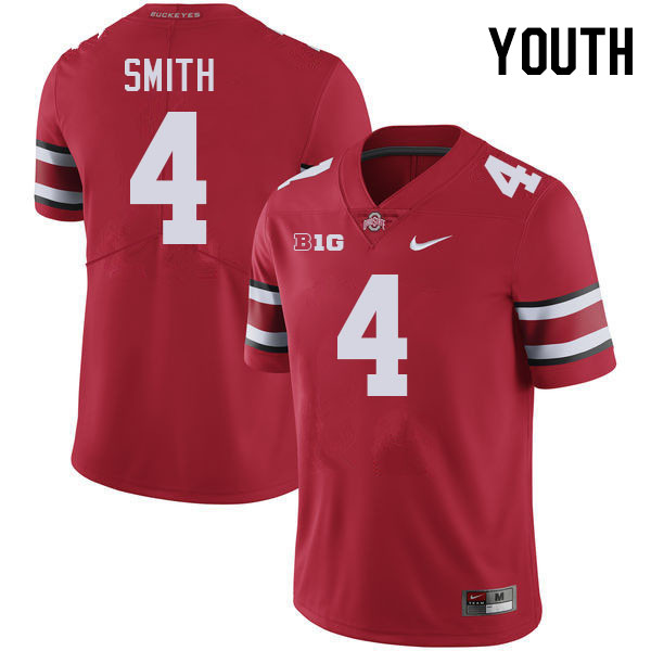 Ohio State Buckeyes Jeremiah Smith Youth #4 Authentic Red College Football Jersey 2404FCQU4